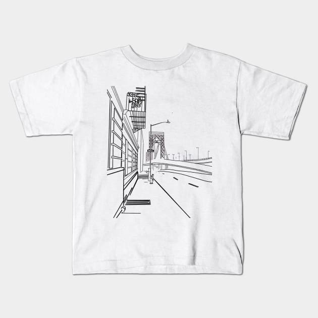 George Washington Bridge Kids T-Shirt by maccm